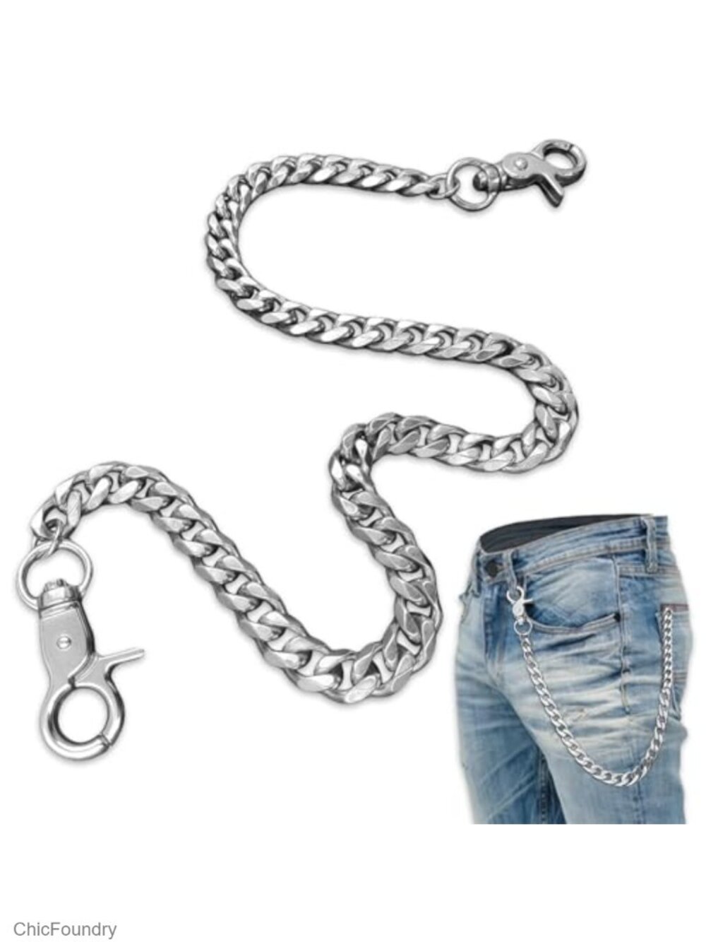 Heavy Duty Silver Waist Chain for Men Women Boy Girl Punk Biker Goth Wallet